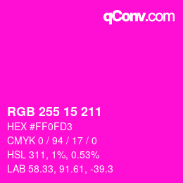 Color code: RGB 255 15 211 | qconv.com