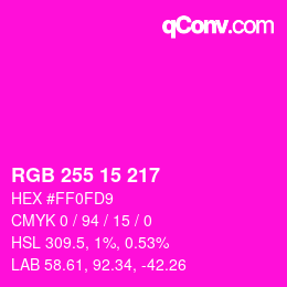 Color code: RGB 255 15 217 | qconv.com