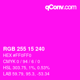 Color code: RGB 255 15 240 | qconv.com