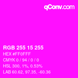 Color code: RGB 255 15 255 | qconv.com