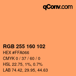 Color code: RGB 255 160 102 | qconv.com