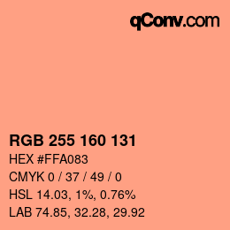 Color code: RGB 255 160 131 | qconv.com