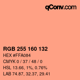 Color code: RGB 255 160 132 | qconv.com