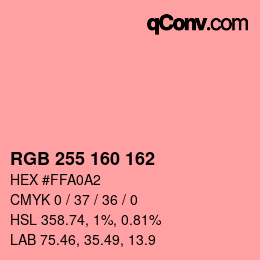カラーコード: RGB 255 160 162 | qconv.com