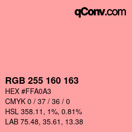 Color code: RGB 255 160 163 | qconv.com