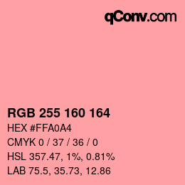 Color code: RGB 255 160 164 | qconv.com