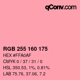 Color code: RGB 255 160 175 | qconv.com