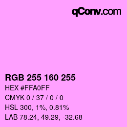 Color code: RGB 255 160 255 | qconv.com