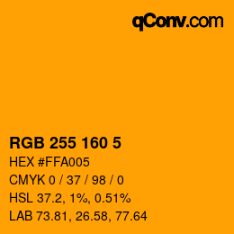 Color code: RGB 255 160 5 | qconv.com