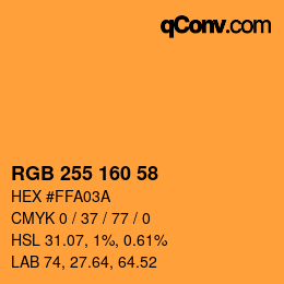 Color code: RGB 255 160 58 | qconv.com