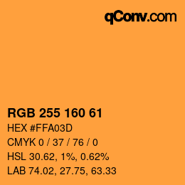 Color code: RGB 255 160 61 | qconv.com