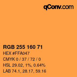 Color code: RGB 255 160 71 | qconv.com