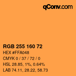 Color code: RGB 255 160 72 | qconv.com