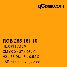 颜色代码: RGB 255 161 10 | qconv.com