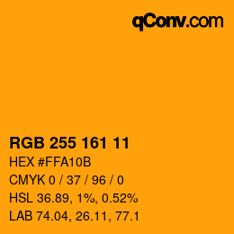 颜色代码: RGB 255 161 11 | qconv.com