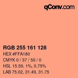 Color code: RGB 255 161 128 | qconv.com