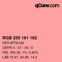 Color code: RGB 255 161 162 | qconv.com