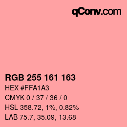 Color code: RGB 255 161 163 | qconv.com