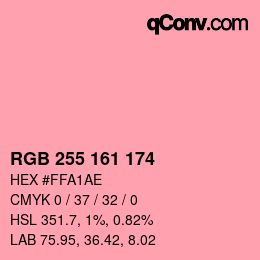 Color code: RGB 255 161 174 | qconv.com