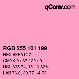 Color code: RGB 255 161 199 | qconv.com