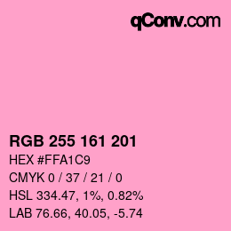 Color code: RGB 255 161 201 | qconv.com