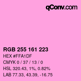 Color code: RGB 255 161 223 | qconv.com