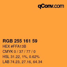 Color code: RGB 255 161 59 | qconv.com