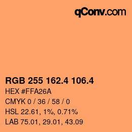 カラーコード: RGB 255 162.4 106.4 | qconv.com