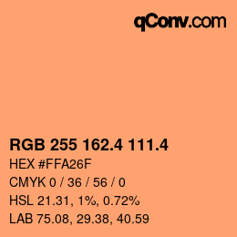 カラーコード: RGB 255 162.4 111.4 | qconv.com