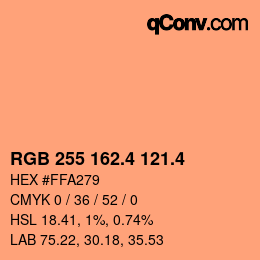 カラーコード: RGB 255 162.4 121.4 | qconv.com