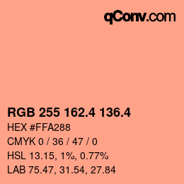 カラーコード: RGB 255 162.4 136.4 | qconv.com