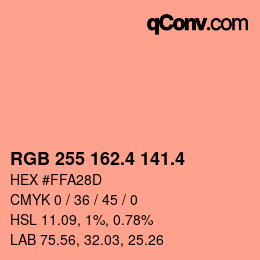 カラーコード: RGB 255 162.4 141.4 | qconv.com