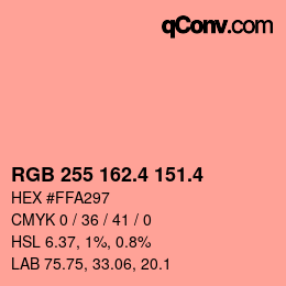 カラーコード: RGB 255 162.4 151.4 | qconv.com