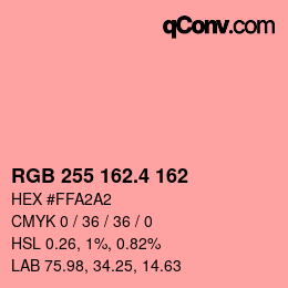 カラーコード: RGB 255 162.4 162 | qconv.com