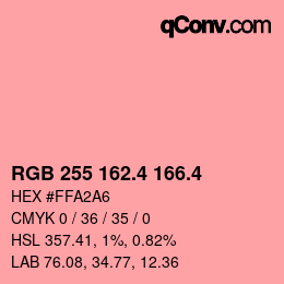 カラーコード: RGB 255 162.4 166.4 | qconv.com