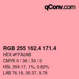 カラーコード: RGB 255 162.4 171.4 | qconv.com