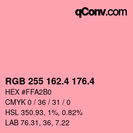カラーコード: RGB 255 162.4 176.4 | qconv.com