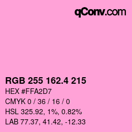 カラーコード: RGB 255 162.4 215 | qconv.com