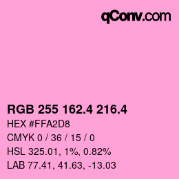 カラーコード: RGB 255 162.4 216.4 | qconv.com