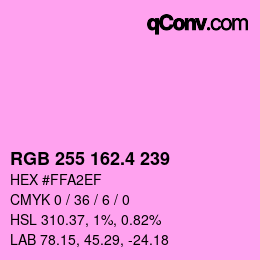 カラーコード: RGB 255 162.4 239 | qconv.com