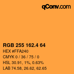 カラーコード: RGB 255 162.4 64 | qconv.com