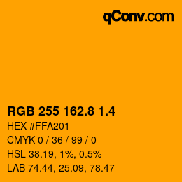 カラーコード: RGB 255 162.8 1.4 | qconv.com
