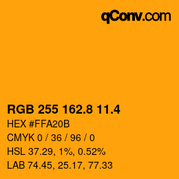 カラーコード: RGB 255 162.8 11.4 | qconv.com