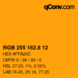 Color code: RGB 255 162.8 12 | qconv.com