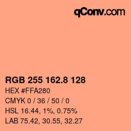 Color code: RGB 255 162.8 128 | qconv.com