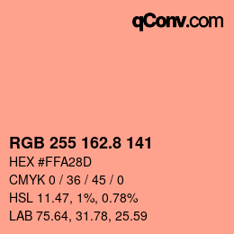 Color code: RGB 255 162.8 141 | qconv.com
