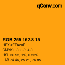 Color code: RGB 255 162.8 15 | qconv.com
