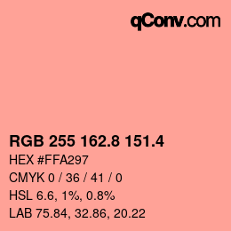 カラーコード: RGB 255 162.8 151.4 | qconv.com