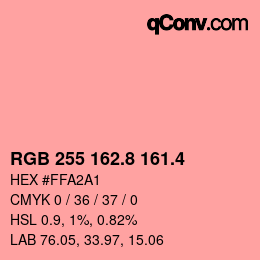 カラーコード: RGB 255 162.8 161.4 | qconv.com
