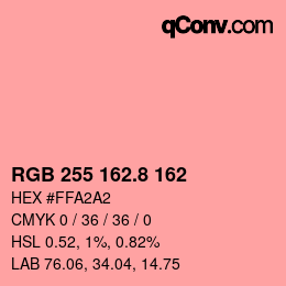 カラーコード: RGB 255 162.8 162 | qconv.com
